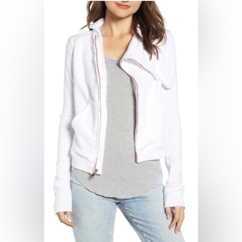 Frank & Eileen TeeLab Side Zip Fleece Jacket White Sz:S
